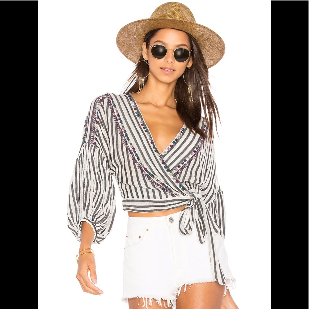 Free People Barcelona Wrap Blouse Sz S/P (S17)